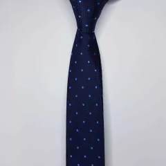 Gravata Slim Jacquard Azul Marinho com Bolinhas na internet