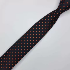 Gravata Slim Jacquard Preta com Quadrados - comprar online