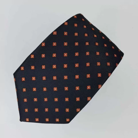 Gravata Slim Jacquard Preta com Quadrados