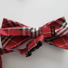 Gravata Borboleta Jacquard Xadrez Vremelho Escuro com Branco e Preto - comprar online