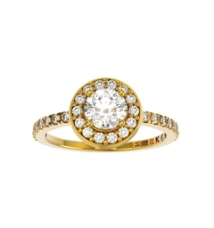 ANEL DE NOIVADO HALO OURO AMARELO E DIAMANTE CENTRAL DE 50 PONTOS - EVER50 - comprar online