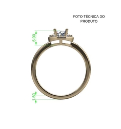 ANEL DE NOIVADO HALO OURO AMARELO E DIAMANTE CENTRAL DE 50 PONTOS - FIDELITY50 - loja online