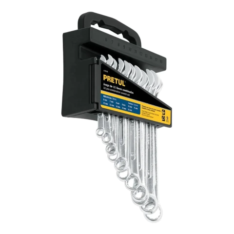 JUEGO DE 11 LLAVES COMBINADAS MILIMETRICAS PRETUL