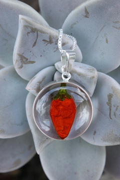 Colar Mini Pimenta (Banhado à prata) - Joias Botânicas - Plantas transformadas em colares e brincos - Amana Ateliê