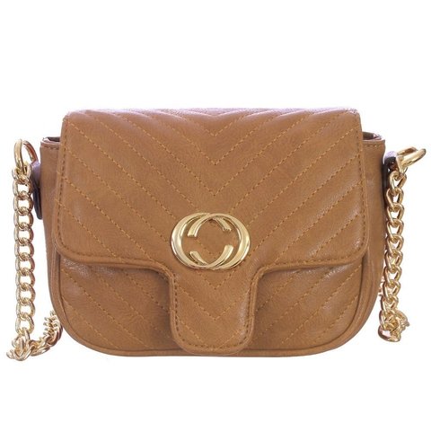 Bolsa Feminina Transversal Matelassê Com Detalhes Em Corrente Dourada Na Alça