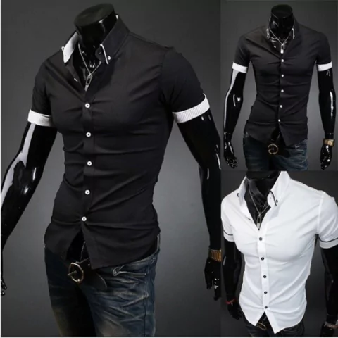 Camisa Masculina Slim Manga Curta
