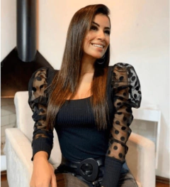 Blusa Feminina Tule Bufante Poa Manga Longa Princesa - comprar online