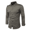 Camisa Masculina Militar Slim Com Bolsos