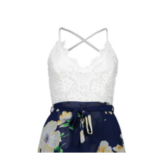 Vestido Florido Longo Com Busto Em Renda - LUKAHE - Moda e Acessórios