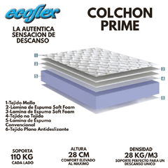 CONJUNTO SOMMIER + COLCHON PREMIUM 1.30 X 1.90 ALTURA 28CM DENSIDAD 28m3 - VIDA HOME