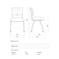 SILLA FIJA OFICINA ATHINA BASE NEGRO - VIDA HOME