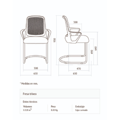 SILLA FIJA OFICINA FRESA TRINEO - VIDA HOME