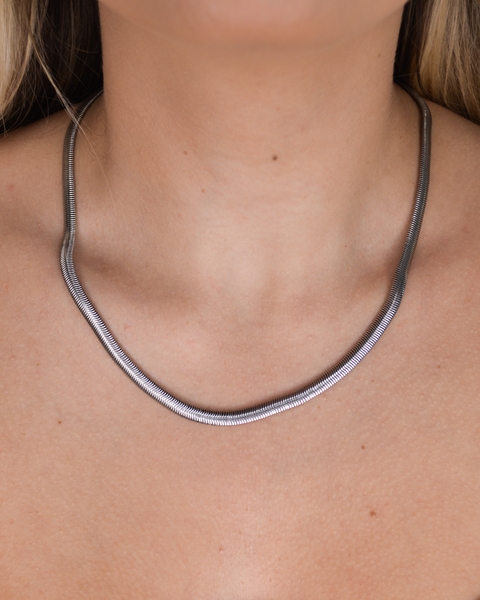 Colar Serpente 45cm Ródio Branco