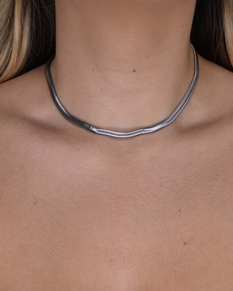 Chocker Serpente M Ródio Branco