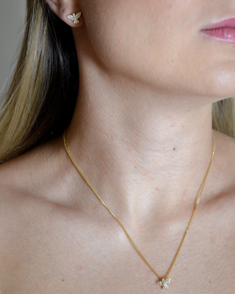 Conjunto Espírito Santo Cravejado Ouro