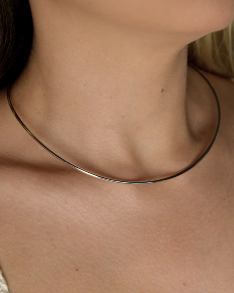 Chocker Aro Lisa Encaixe Regulável Ródio Branco - comprar online