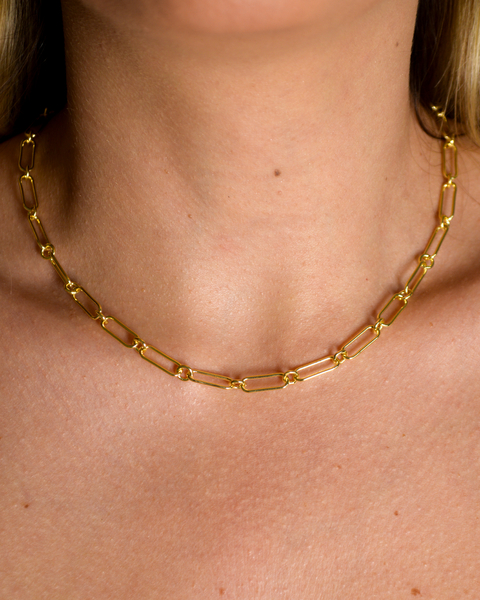 Chocker Elos Retangulares c/ Argolinhas Ouro - comprar online