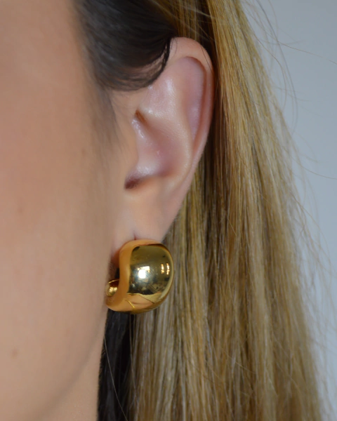 Brinco Meia Argola Toda Grossa G Ouro