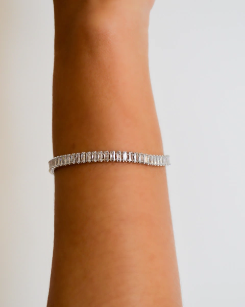 Pulseira Riviera Baguete Ródio Branco