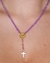 Colar Terço Cristal Roxo Metalizado e Medalha São Bento - comprar online