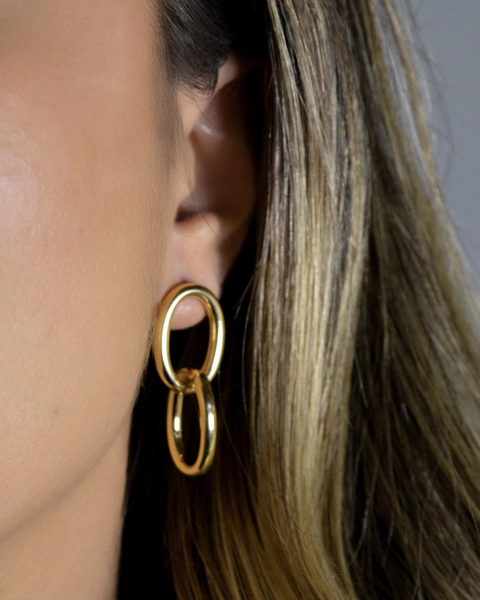 Brinco 2 Elos Leandra Ouro