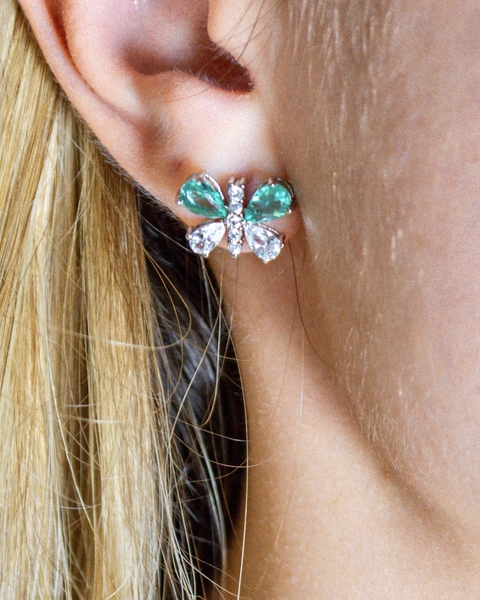 Brinco Borboleta Cravejada Turmalina Rd Branco - comprar online