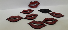 Apliques labios rojos con strass vidrio x10 piezas. - comprar online