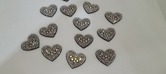 Aplique Corazon con Strass de vidrio x10unidades.