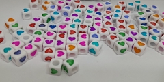 Cuentas Cuadradas 6x6mm Corazones x25Gr - comprar online