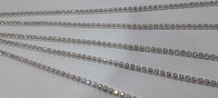 Strass continuo 3mm resina tornasol base plata x 5 metros.