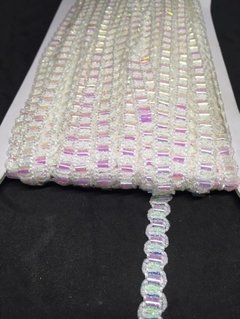 Galon blanco con lentejuela tornasol x 20 mts.
