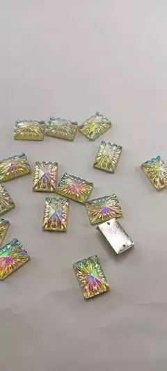 Gemas Acrílicas Rectangular 10x14 Mm Plata Tornasol X 500unidades - comprar online