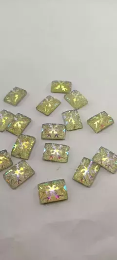 Gemas Acrílicas Rectangular 10x14 Mm Plata Tornasol X500unidades