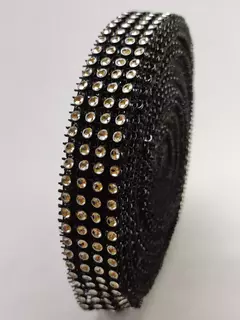 Tira de falso strass negro con plata de 4 hileras x 9 metros! - comprar online