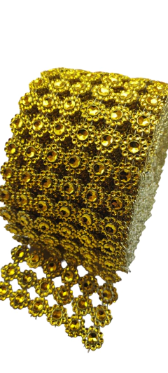 Falso strass flor ch oro x 9 mts