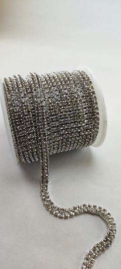 Strass continuo doble 2.2 mm vidrio plata x 10 yardas.