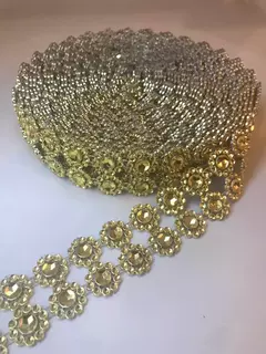 Falso strass flor dorada x9metros