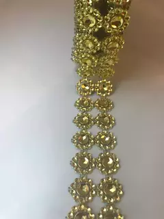 Falso strass flor dorada x9metros - comprar online