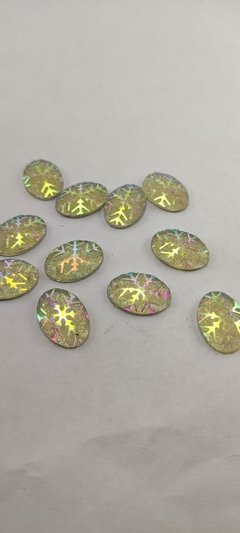 Piedras para coser acrilicas plata tornasol 13x18 mm x 100 piezas.