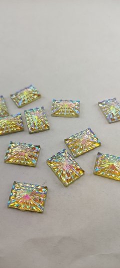 Piedras para coser 13x18 mm plata tornasol x 100 piezas.