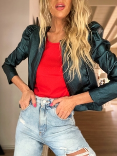 Jacket• LISSI metalizada green• en internet