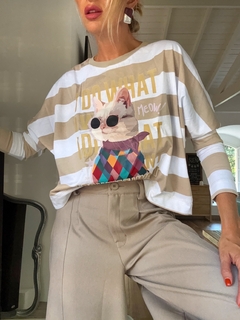 Remera M/larga• MEAU lines sand• - online store