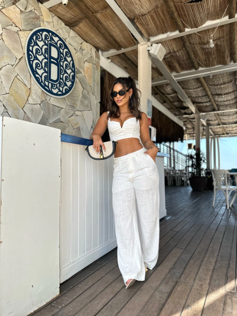 CALÇA LINHO MISTO AMORA FPM 08607 - comprar online