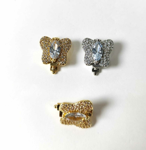 Charm Borboleta Cravejado Folheado a Ouro 18k e Ródio - comprar online