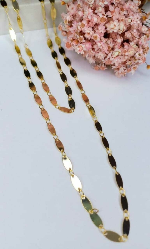 Longo Inteiro de Chapa Oval 80CM Folheado a Ouro 18k