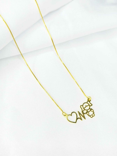 Colar Pulsar Coração 1 Menina na Veneziana 45cm Folheado a Ouro 18k