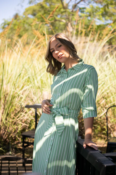 Vestido Zen Sei Lino Verde - comprar online