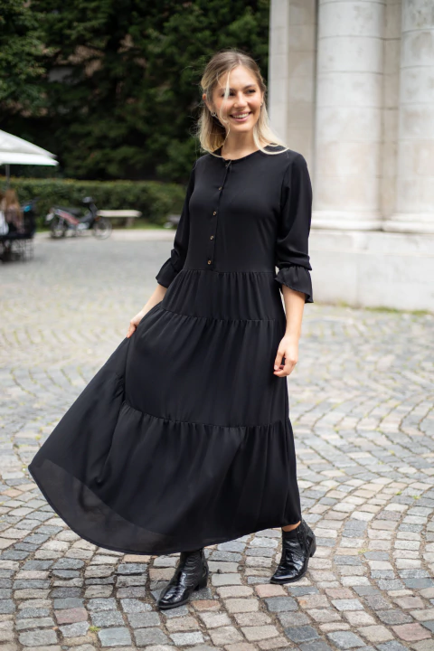 Vestido Folk crep negro