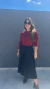 Falda plisada Midi Negro - comprar online