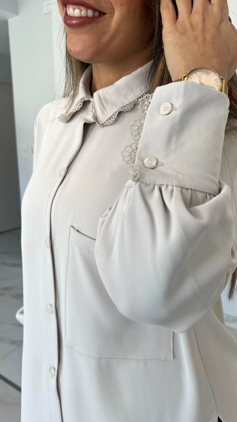 Camisa Lace Beige - comprar online